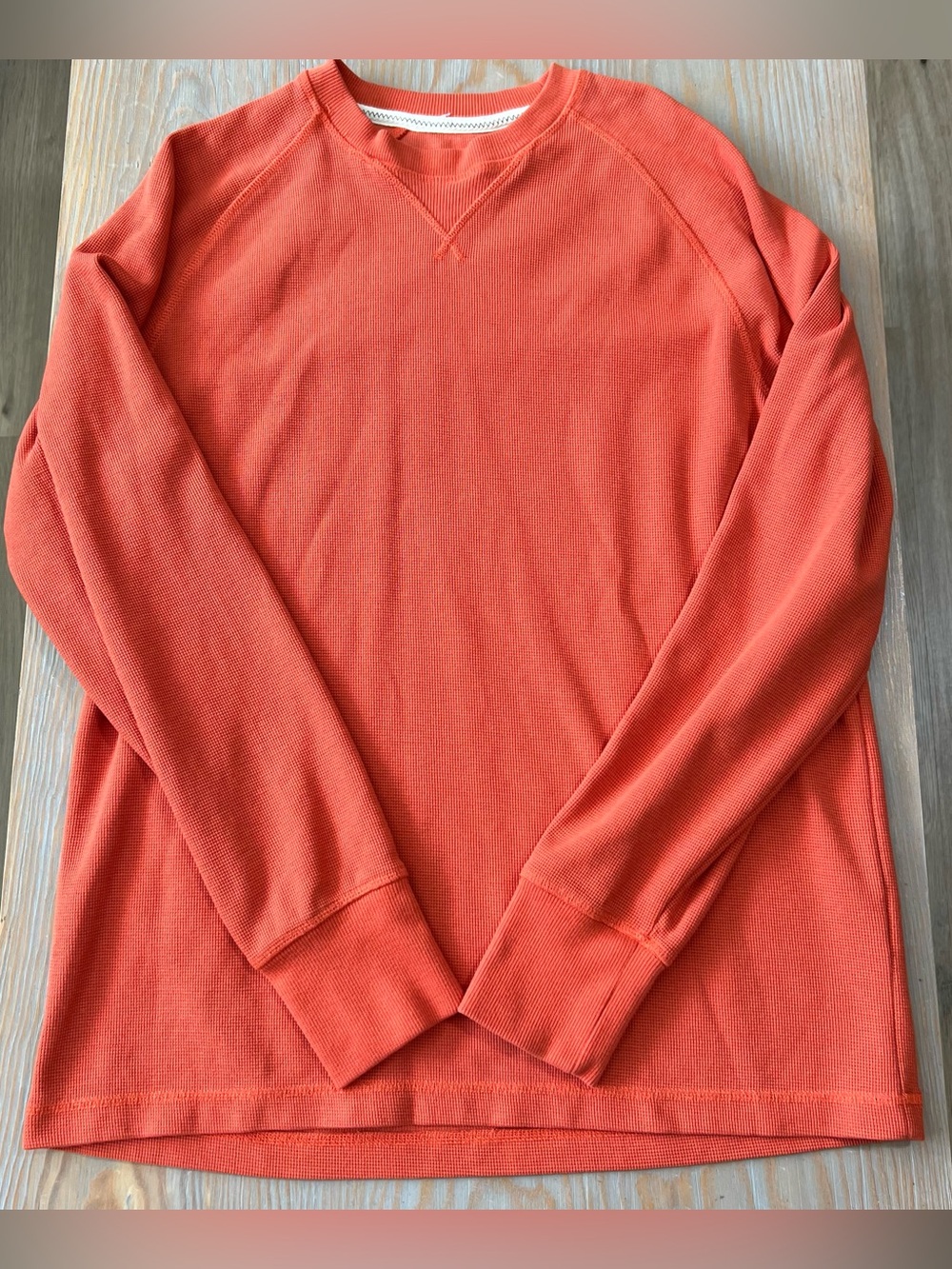 LL Bean signature waffle crew in orange size medium